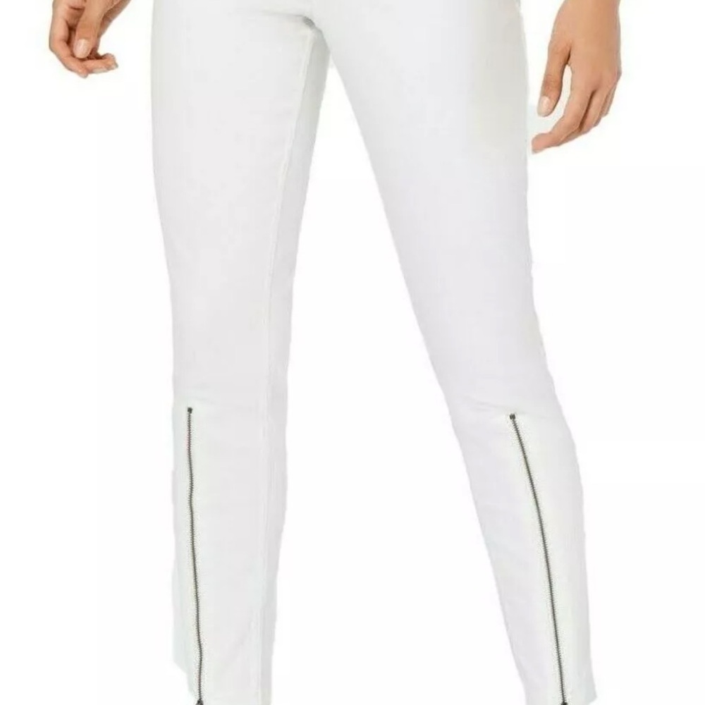 Extreme zip hem denim ski white